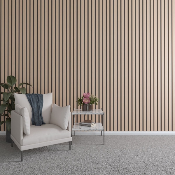 Ekena Millwork 94H x 3/8T Adjustable Wood Slat Wall Panel Kit w/ 2W Slats, Alder contains 22 Slats SWW66X94X0375AL - main